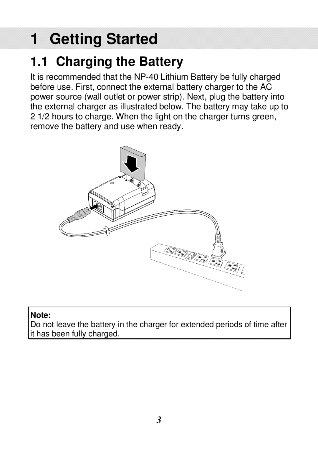 HP V5061u, V5061h manual Getting Started, Charging the Battery 