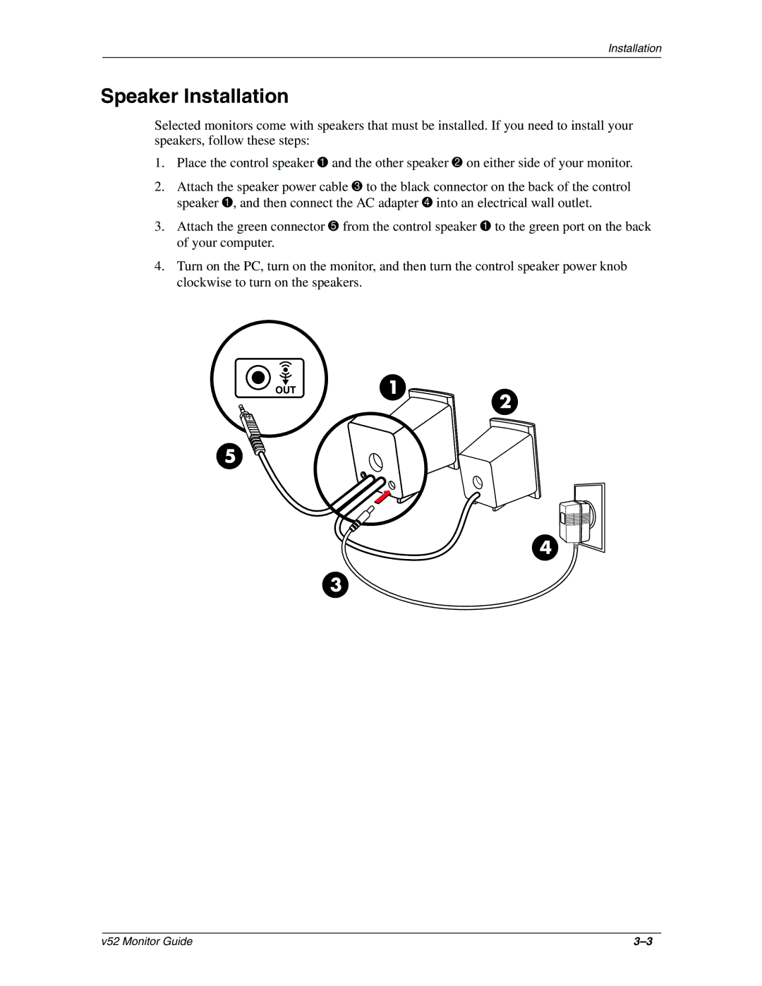 HP v52 15 inch manual Speaker Installation 