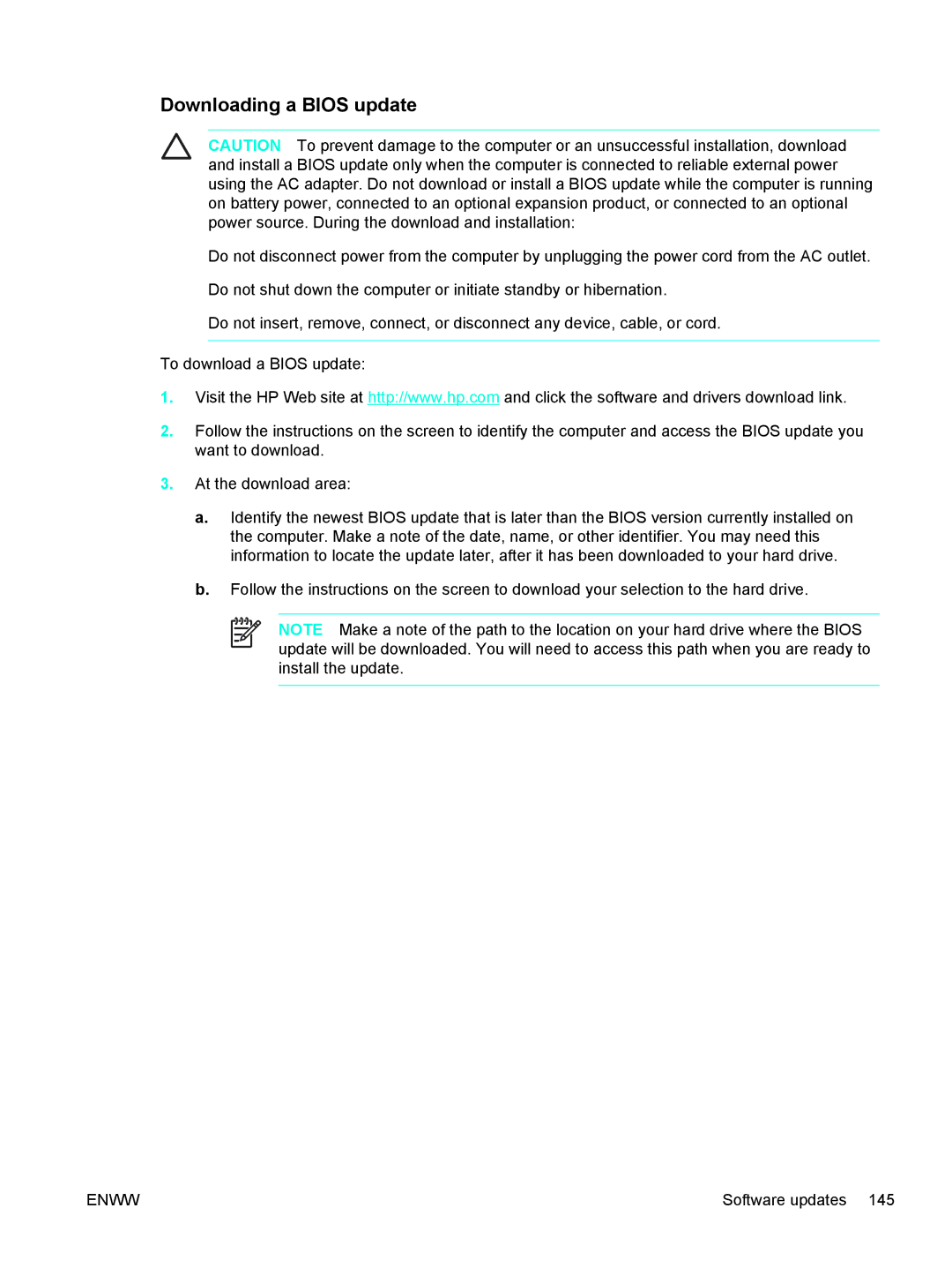 HP V5125EU, V5210US, V5206OM, V5304US, V5306US, V5315WM, V5310US, V5303NR, V5201CA, V5201US, V5102NR manual Downloading a Bios update 