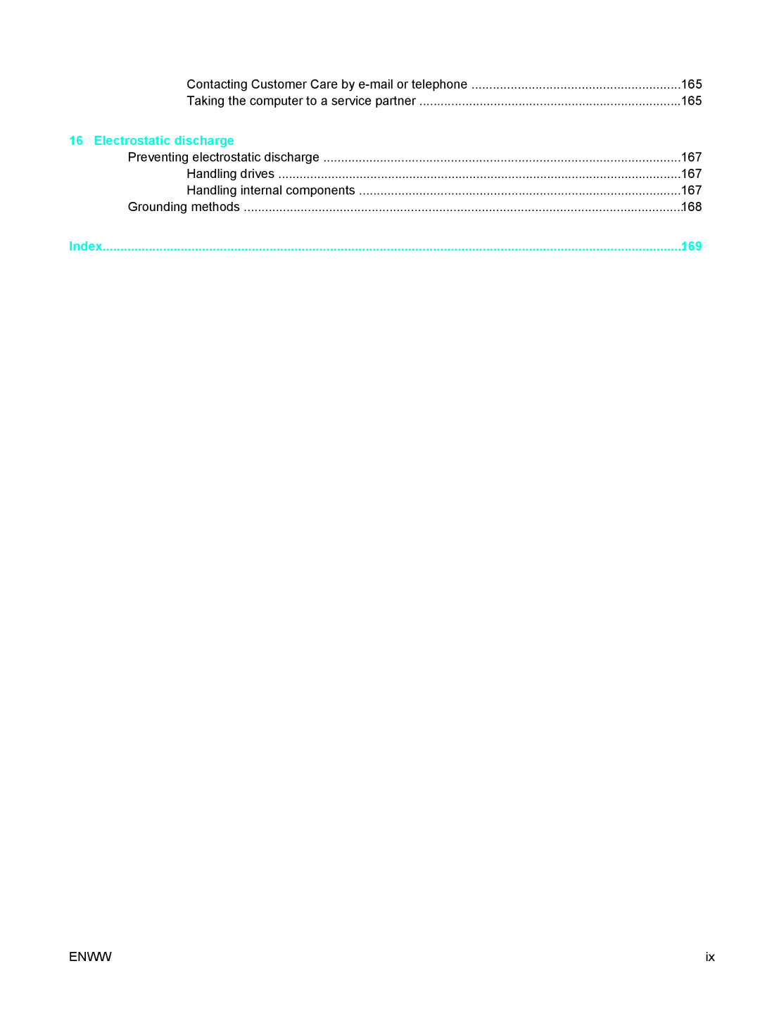 HP V5102NR, V5210US, V5206OM, V5304US, V5306US, V5315WM, V5310US, V5303NR, V5201CA, V5201US, V5103AU Electrostatic discharge, 169 