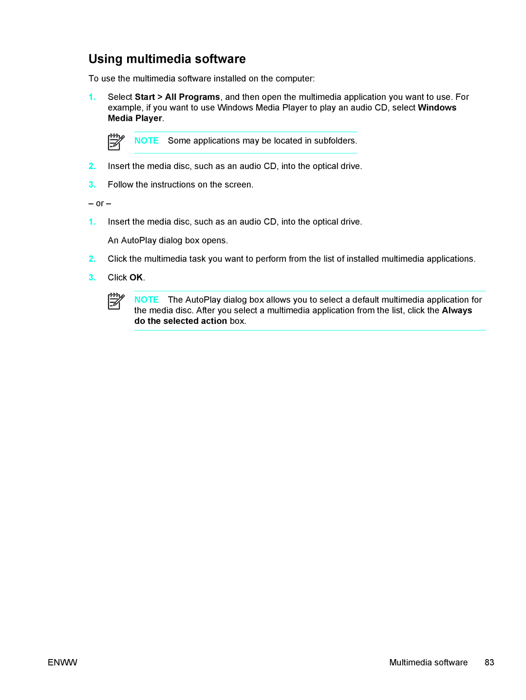 HP V5102NR, V5210US, V5206OM, V5304US, V5306US, V5315WM, V5310US, V5303NR, V5201CA, V5201US, V5103AU manual Using multimedia software 