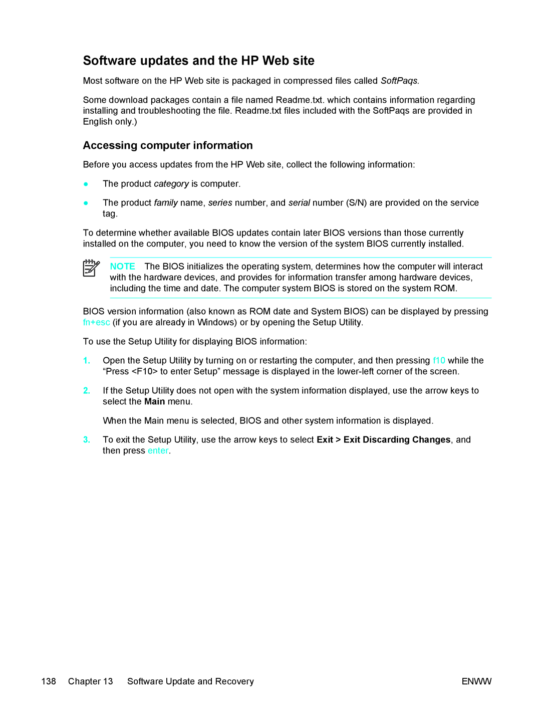 HP V5218LA, V5224TU, V5221TU, V5221EA, V5219TU, V5218TU Software updates and the HP Web site, Accessing computer information 