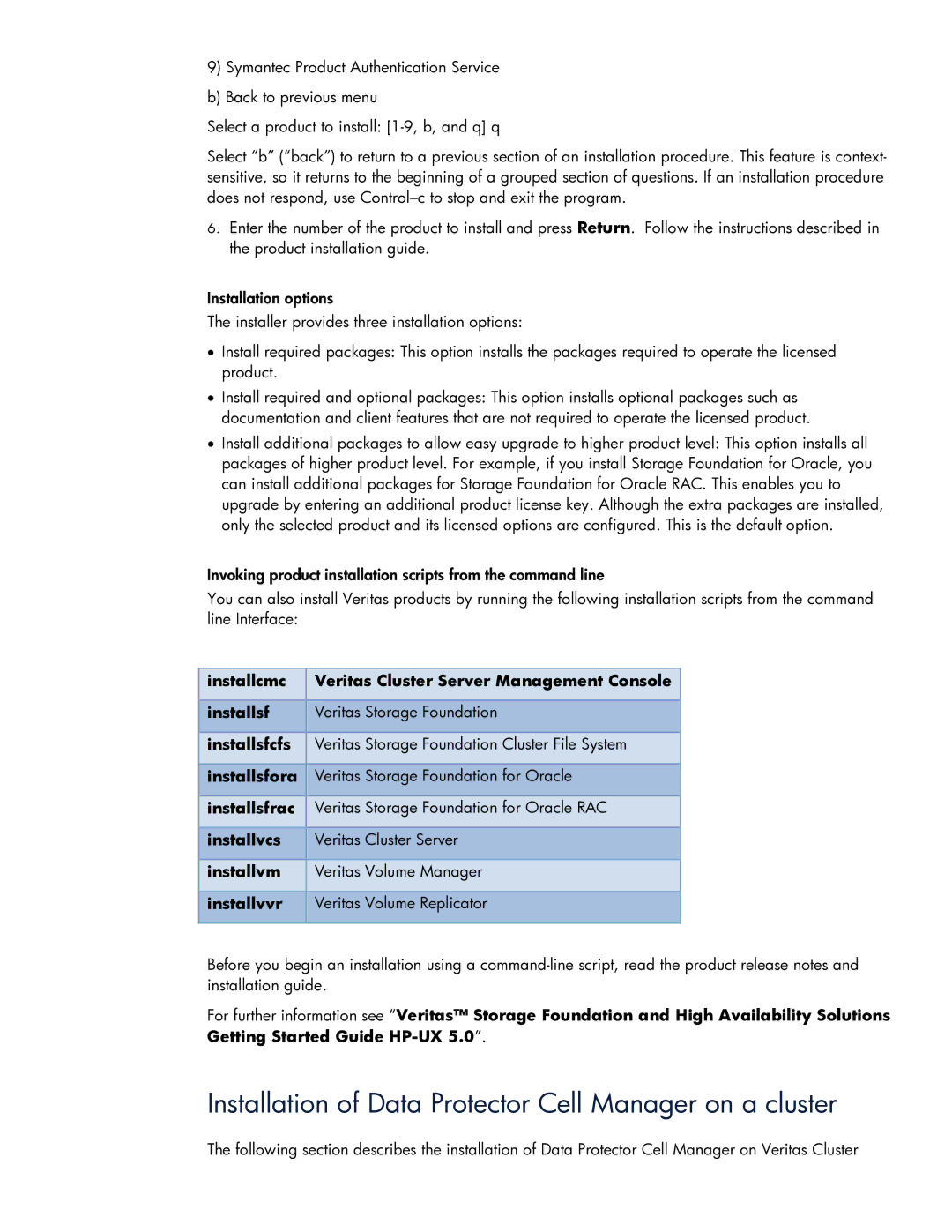 HP V6.0 Software manual Installation of Data Protector Cell Manager on a cluster 