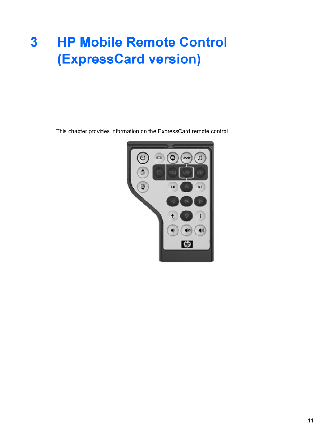 HP V6128EA, V6108EA, V6113EA, V6106TU, V6105EA, V6104US, V6104NR, V6102EA, V6110EA HP Mobile Remote Control ExpressCard version 