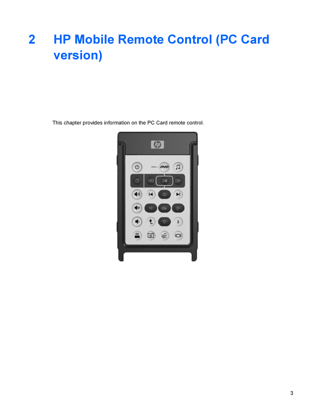 HP V6110EA, V6108EA, V6113EA, V6106TU, V6105EA, V6104US, V6104NR, V6102EA, V6144EA, V6100 HP Mobile Remote Control PC Card version 