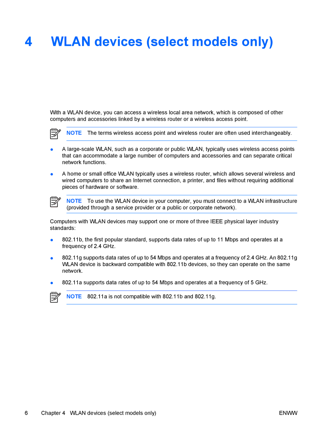 HP V6112EU, V6110US, V6110CA, V6115EU, V6109AU, V6109OM, V6109EU, V6107US, V6103NR, V6101US, V6100 Wlan devices select models only 