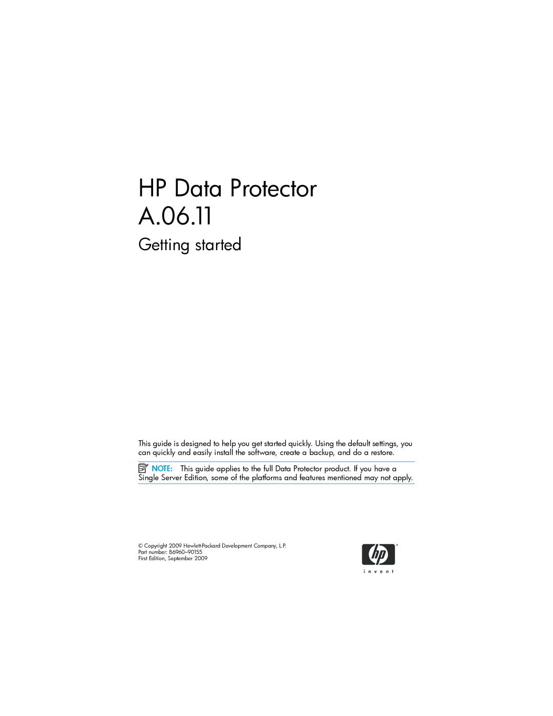 HP V6.1x Software manual HP Data Protector 06.11 