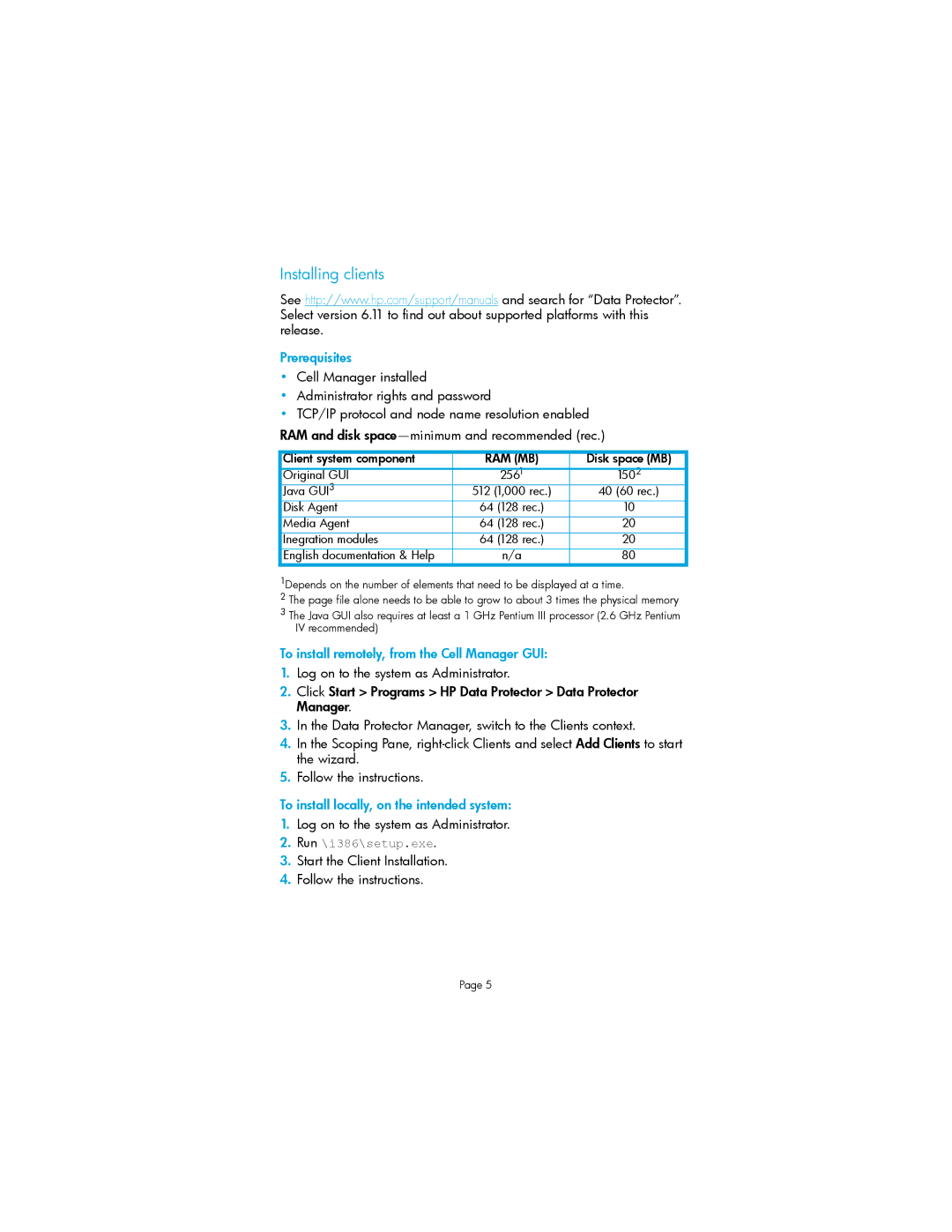 HP V6.1x Software manual Installing clients, To install remotely, from the Cell Manager GUI 