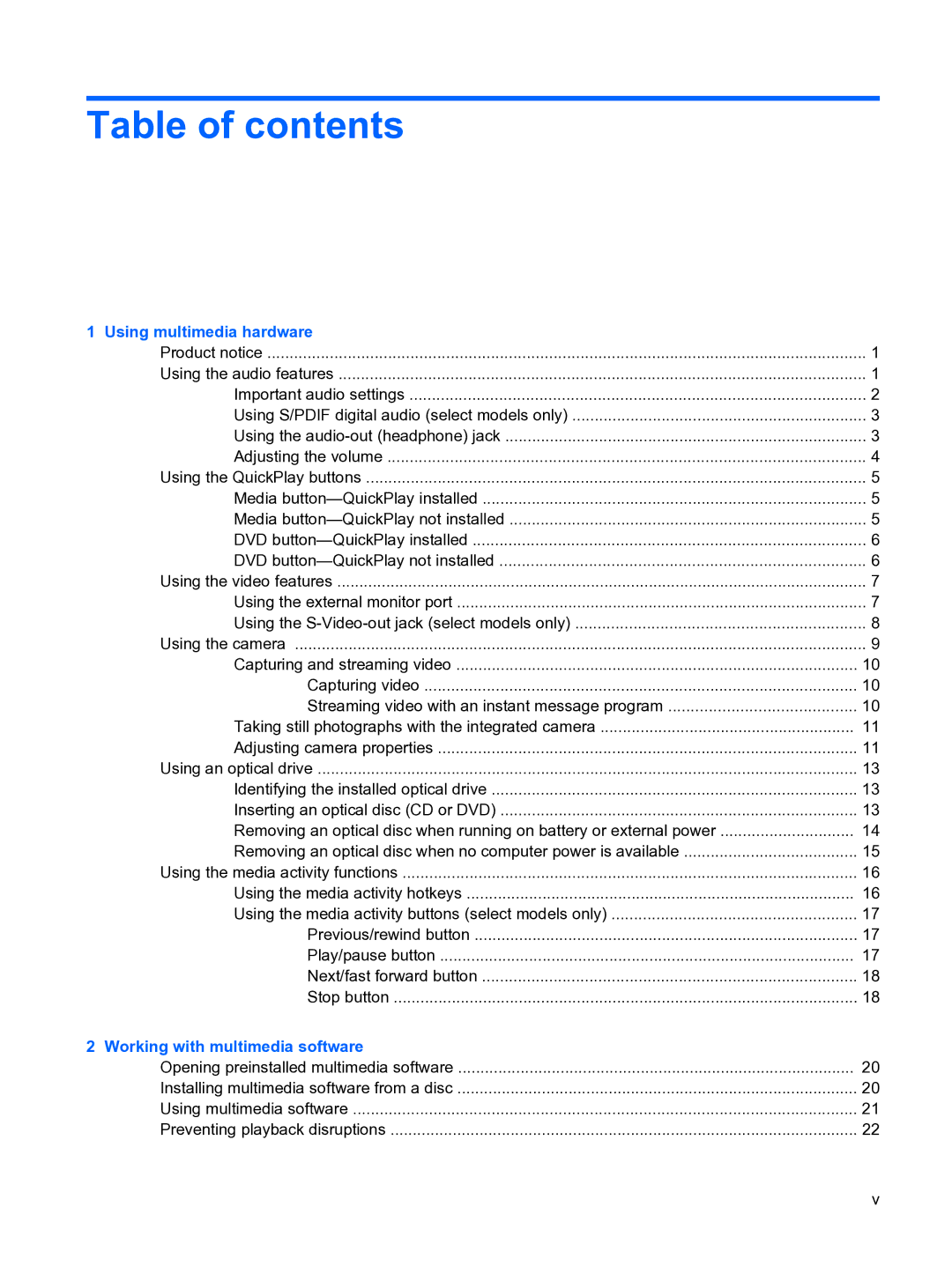 HP V6905TU manual Table of contents 