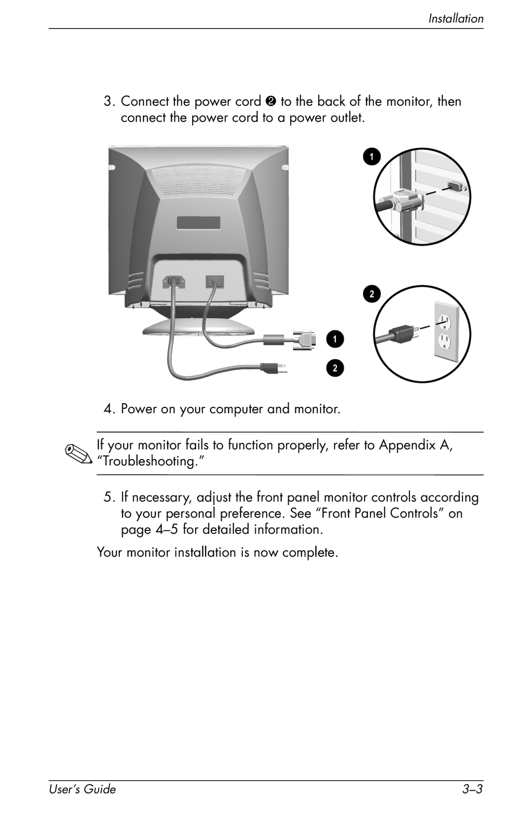 HP v72 17 inch CRT manual Installation 