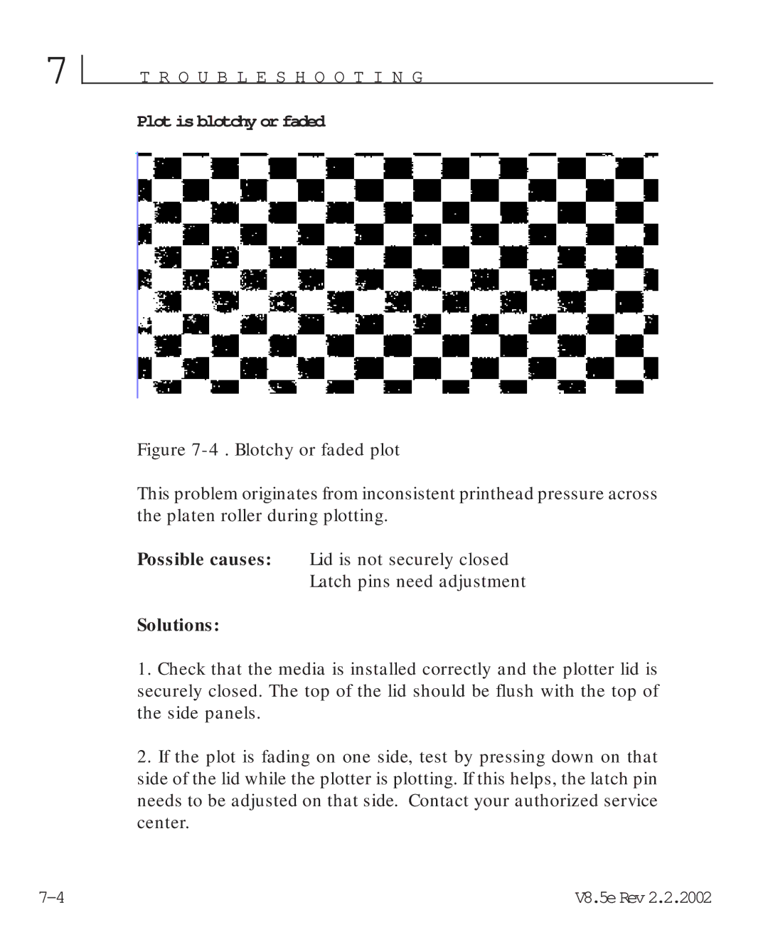 HP V8.5 manual Plot is blotchy or faded 