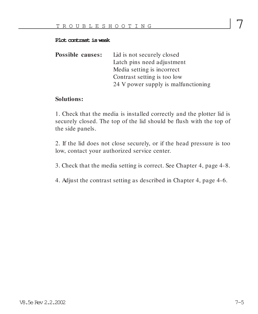 HP V8.5 manual Plot contrast is weak 