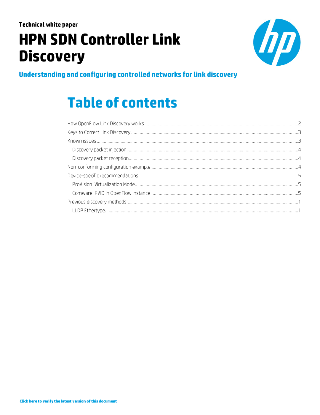 HP VAN SDN Controller Software Products manual HPN SDN Controller Link Discovery 