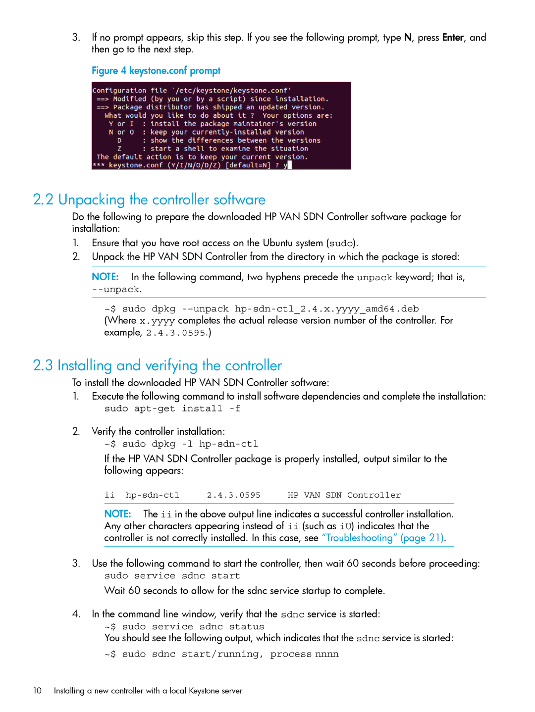 HP VAN SDN Controller Software Products manual Unpacking the controller software, Installing and verifying the controller 