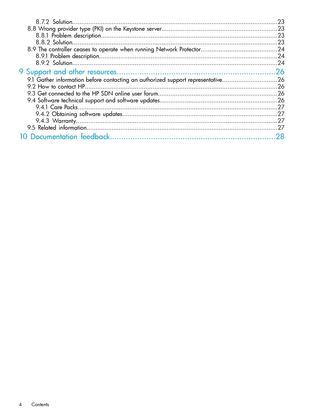 HP VAN SDN Controller Software Products manual Support and other resources, Documentation feedback 