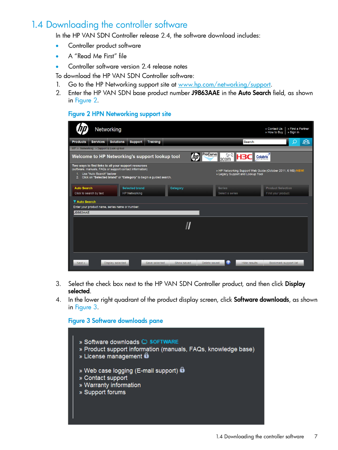 HP VAN SDN Controller Software Products manual Downloading the controller software, HPN Networking support site 