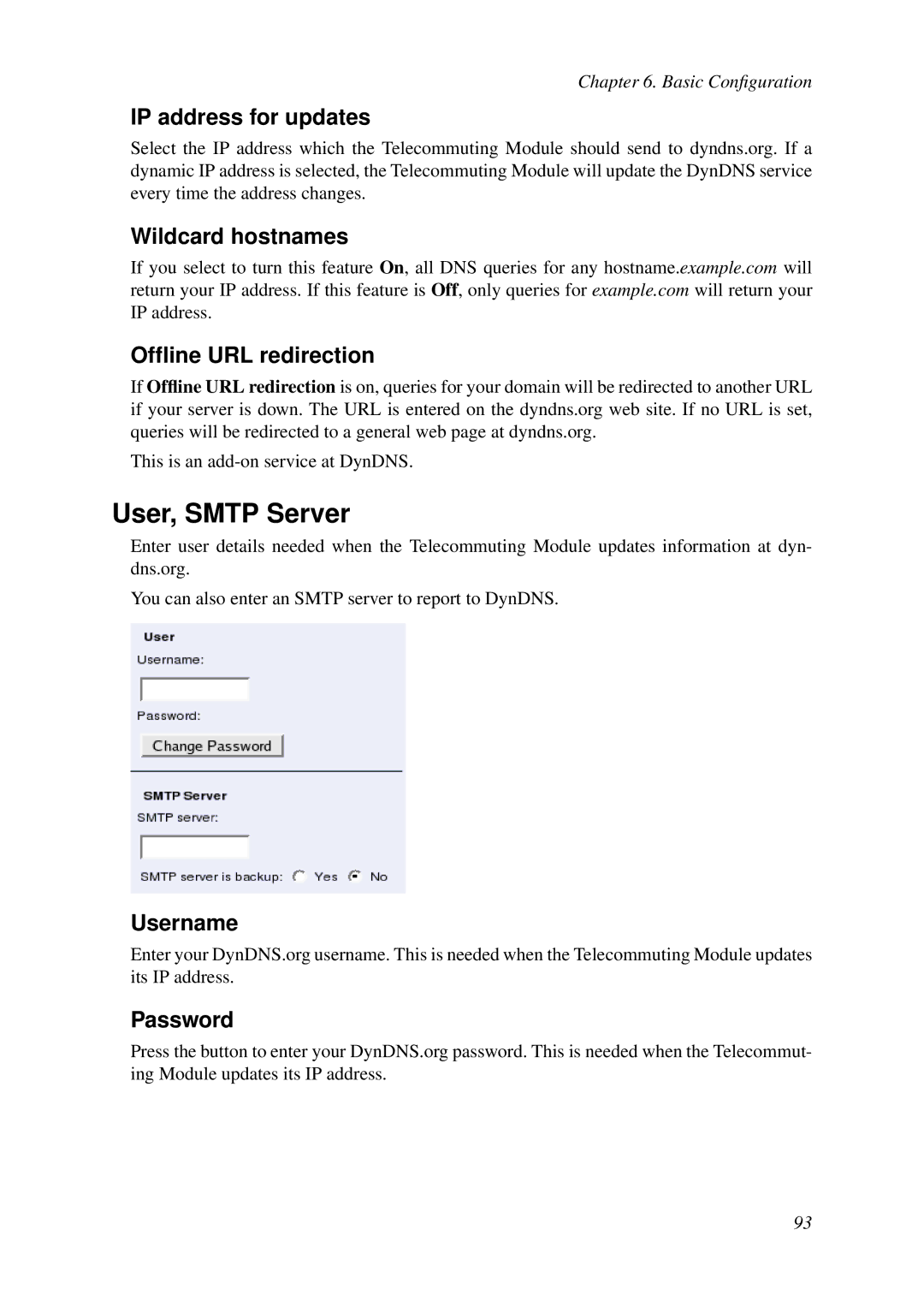 HP VCX Software manual User, Smtp Server, IP address for updates, Wildcard hostnames Ofﬂine URL redirection, Username 