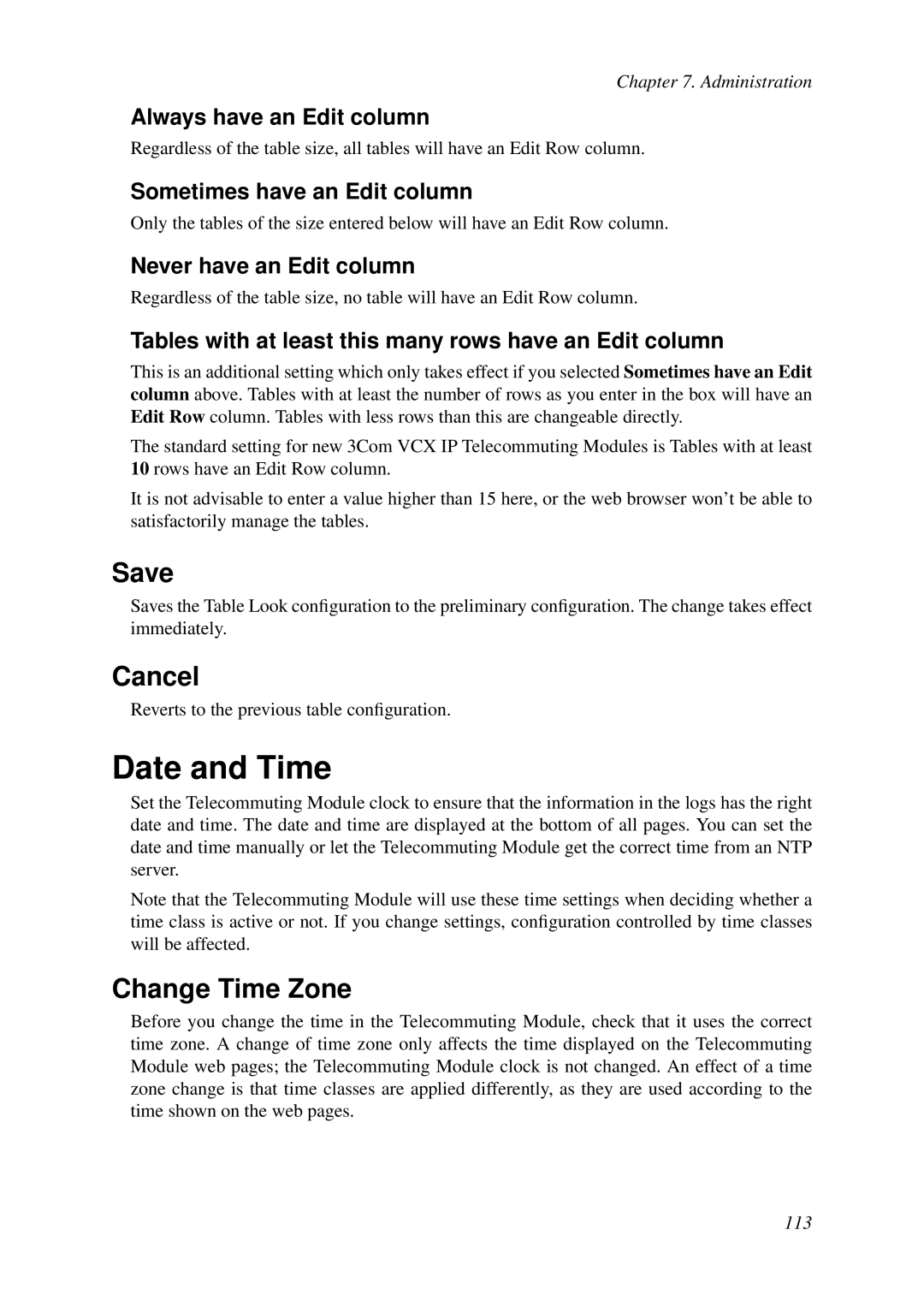 HP VCX Software manual Date and Time, Change Time Zone 