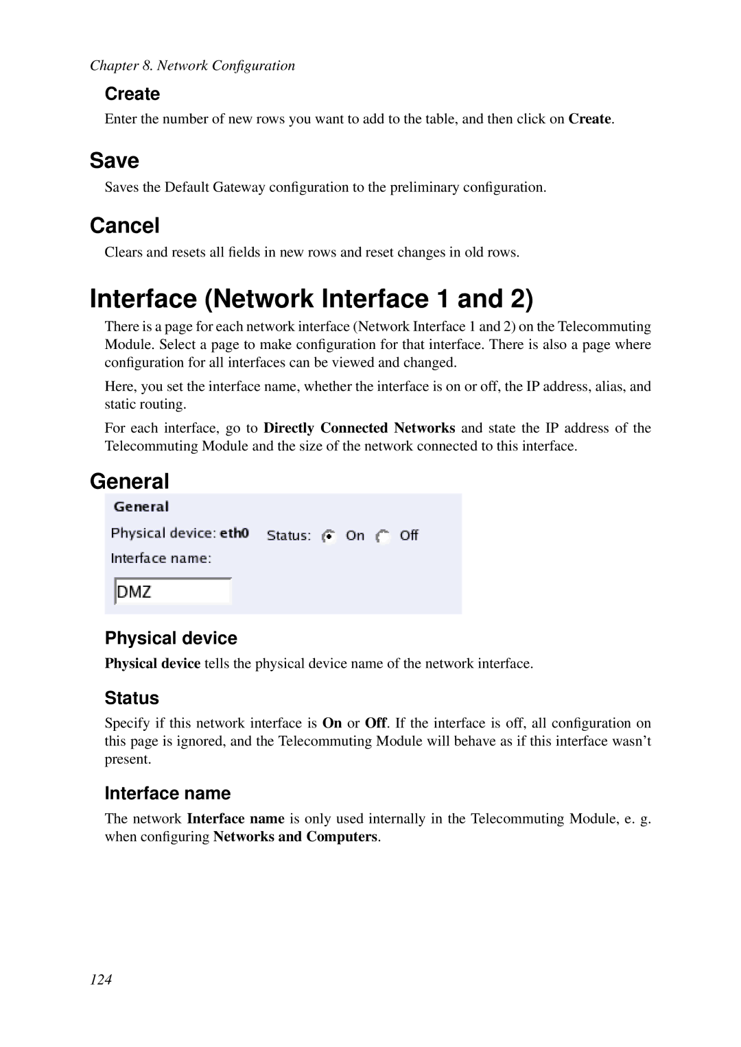 HP VCX Software manual Interface Network Interface 1, Physical device, Interface name 