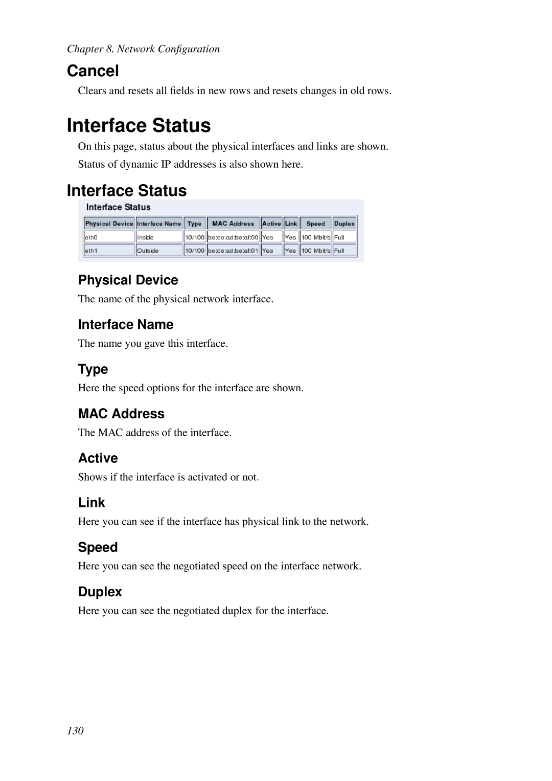 HP VCX Software manual Interface Status 