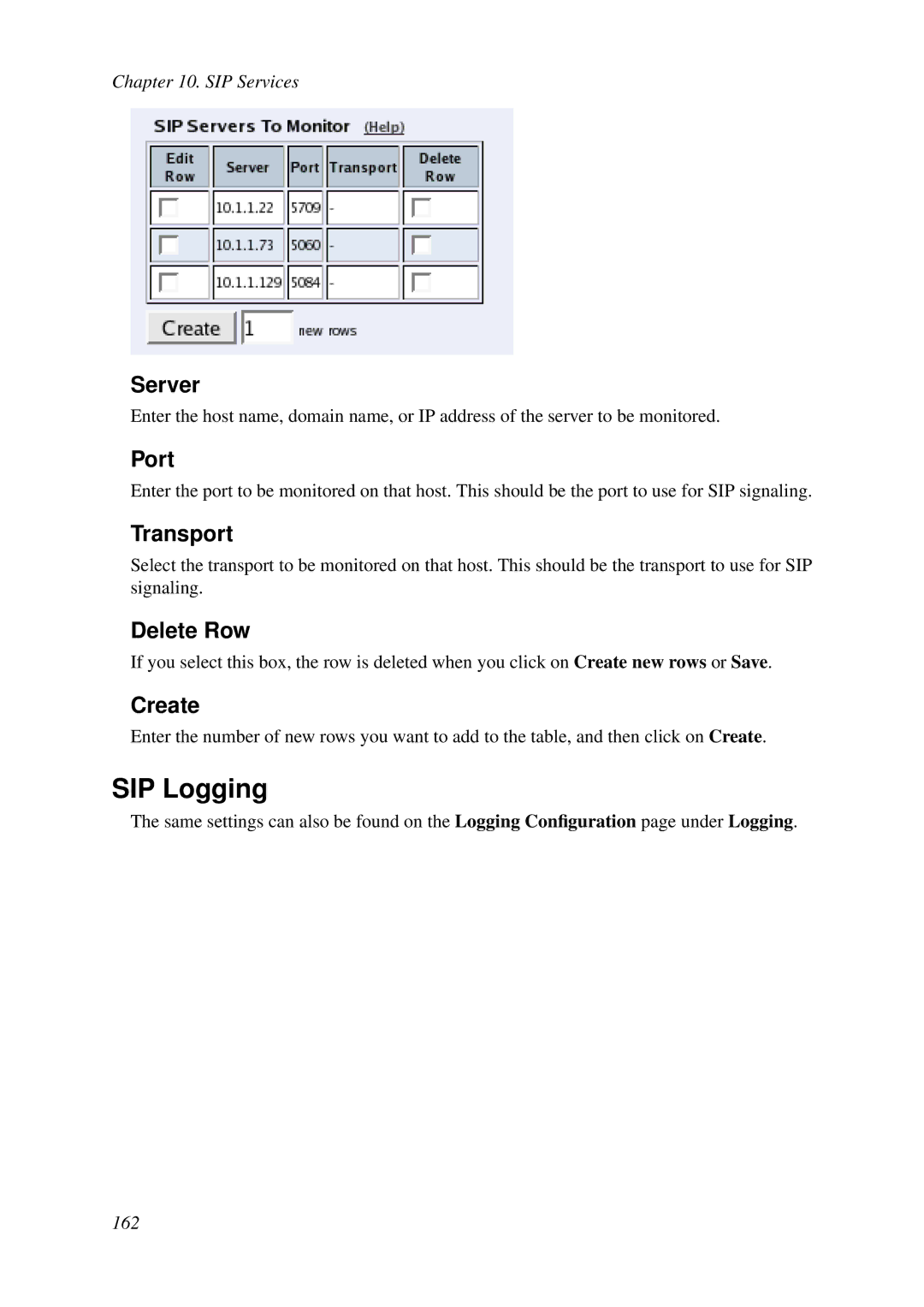 HP VCX Software manual SIP Logging, Server 