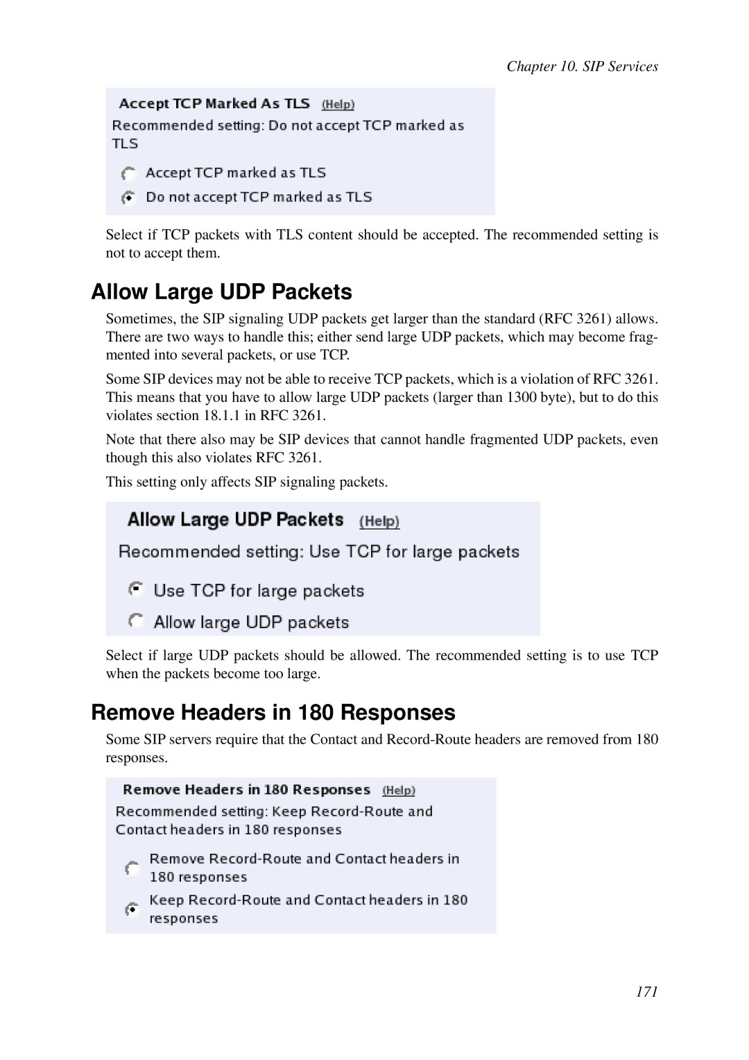 HP VCX Software manual Allow Large UDP Packets, Remove Headers in 180 Responses 