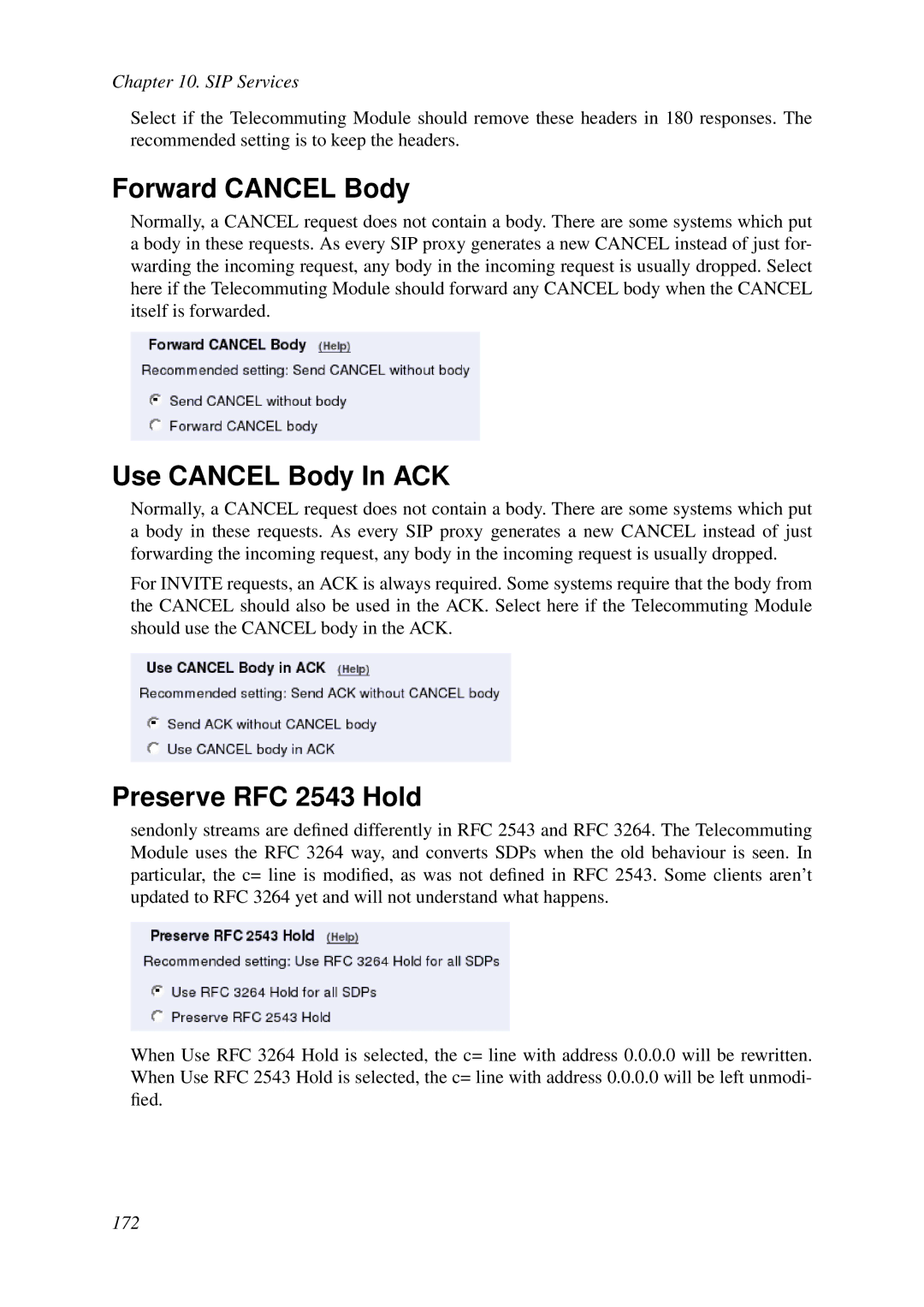 HP VCX Software manual Forward Cancel Body, Use Cancel Body In ACK, Preserve RFC 2543 Hold 