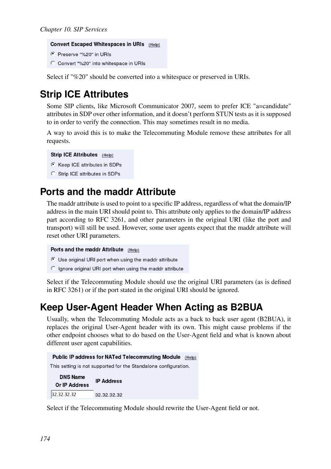 HP VCX Software manual Strip ICE Attributes, Ports and the maddr Attribute, Keep User-Agent Header When Acting as B2BUA 