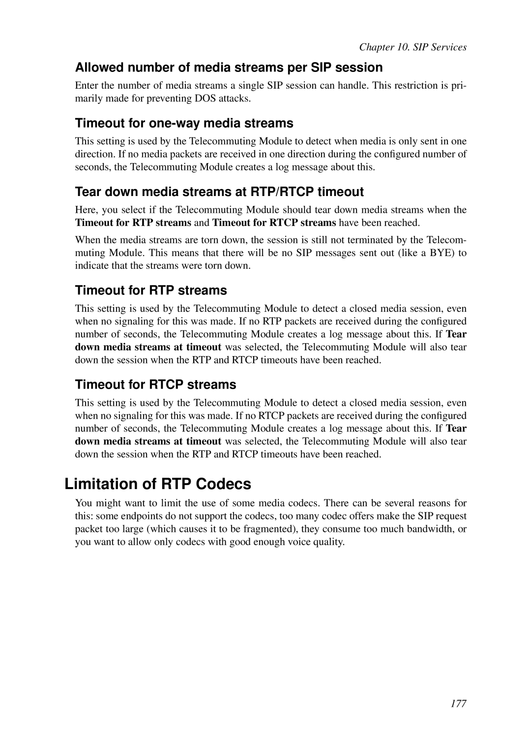 HP VCX Software manual Limitation of RTP Codecs 