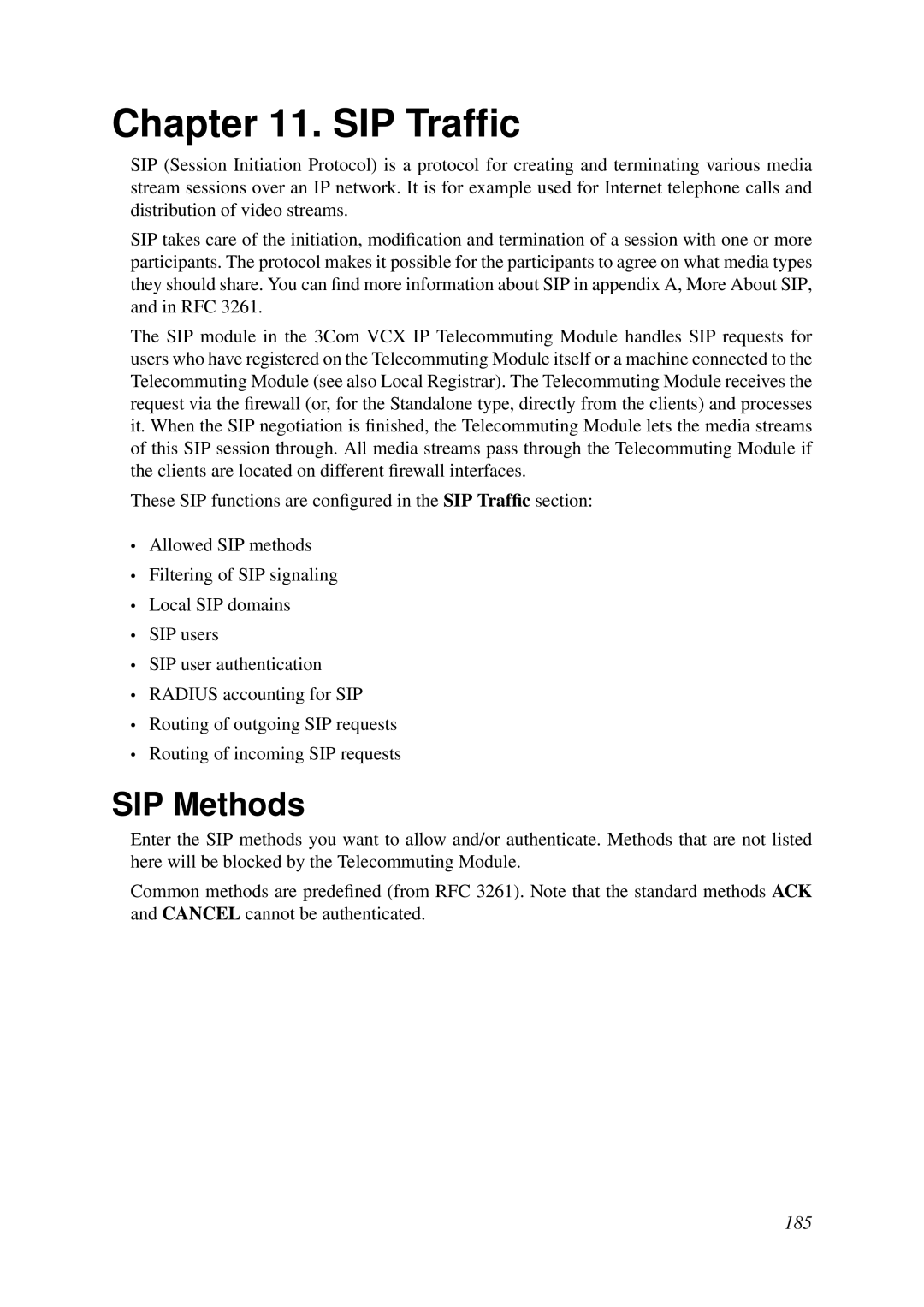 HP VCX Software manual SIP Trafﬁc, SIP Methods 