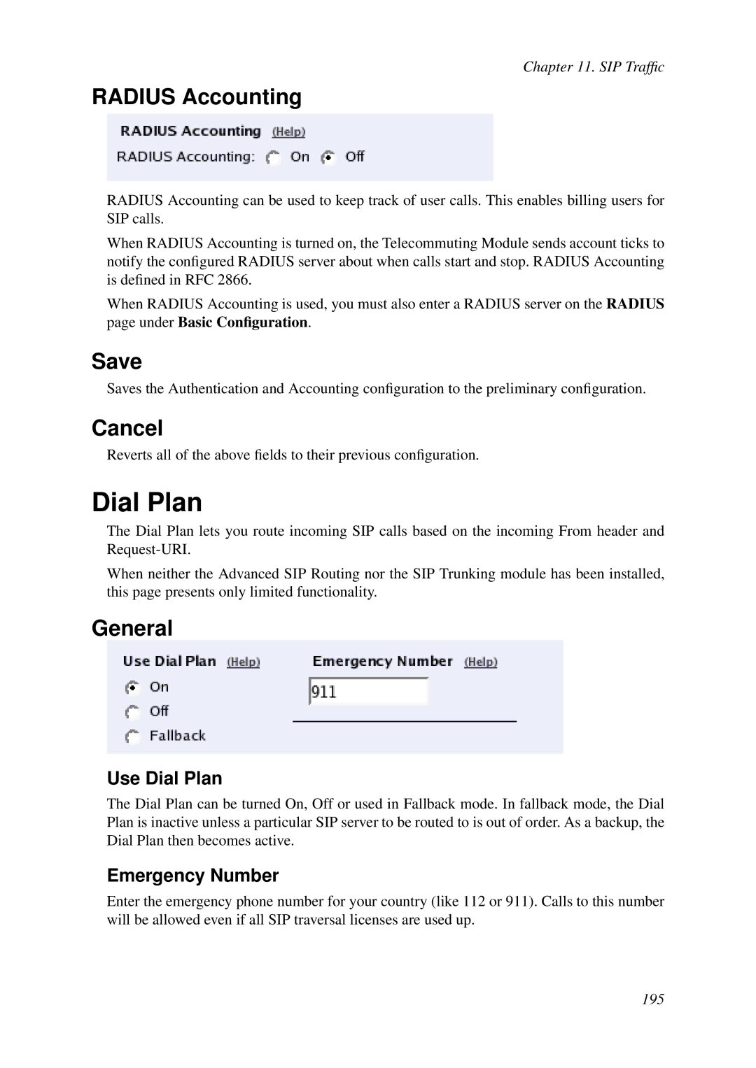 HP VCX Software manual Radius Accounting, Use Dial Plan, Emergency Number 