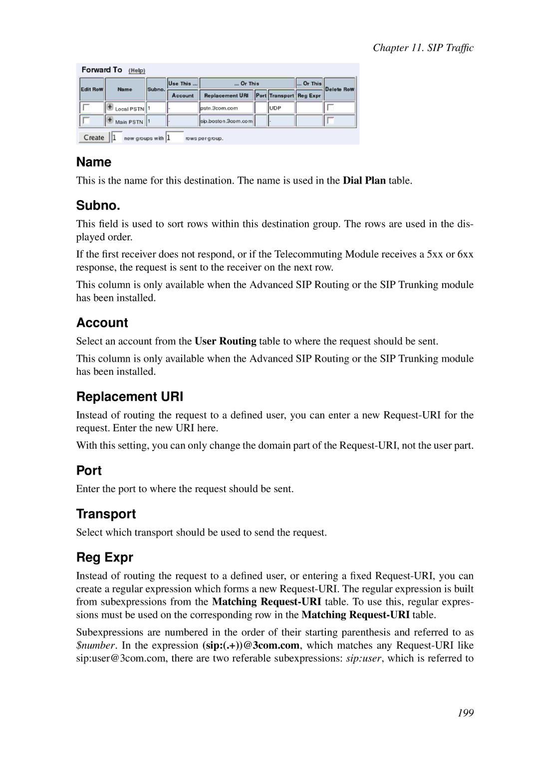 HP VCX Software manual Subno, Replacement URI 