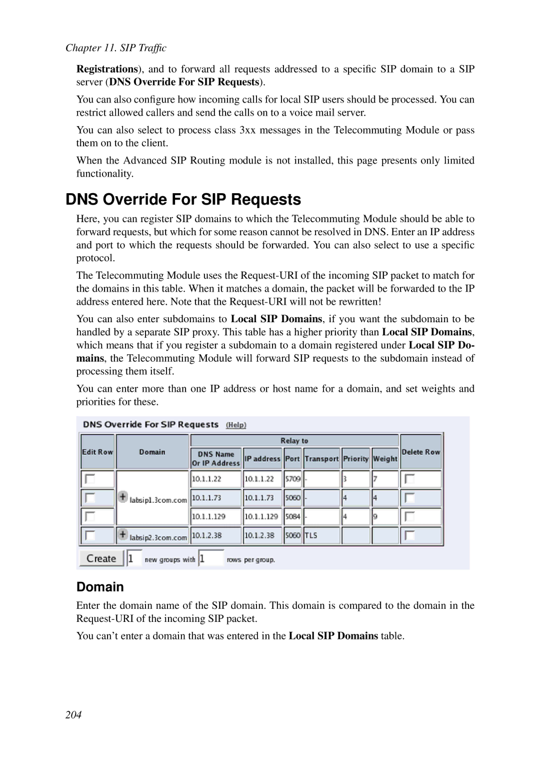 HP VCX Software manual DNS Override For SIP Requests, Domain 