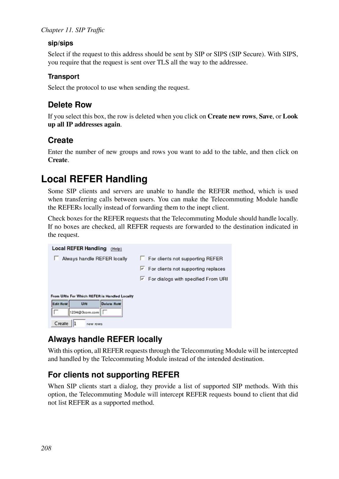 HP VCX Software manual Local Refer Handling, Always handle Refer locally, For clients not supporting Refer, Sip/sips 