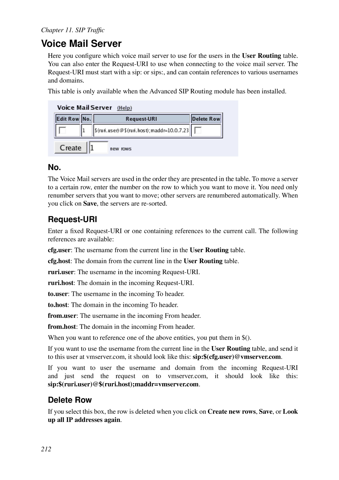 HP VCX Software manual Voice Mail Server, Request-URI 