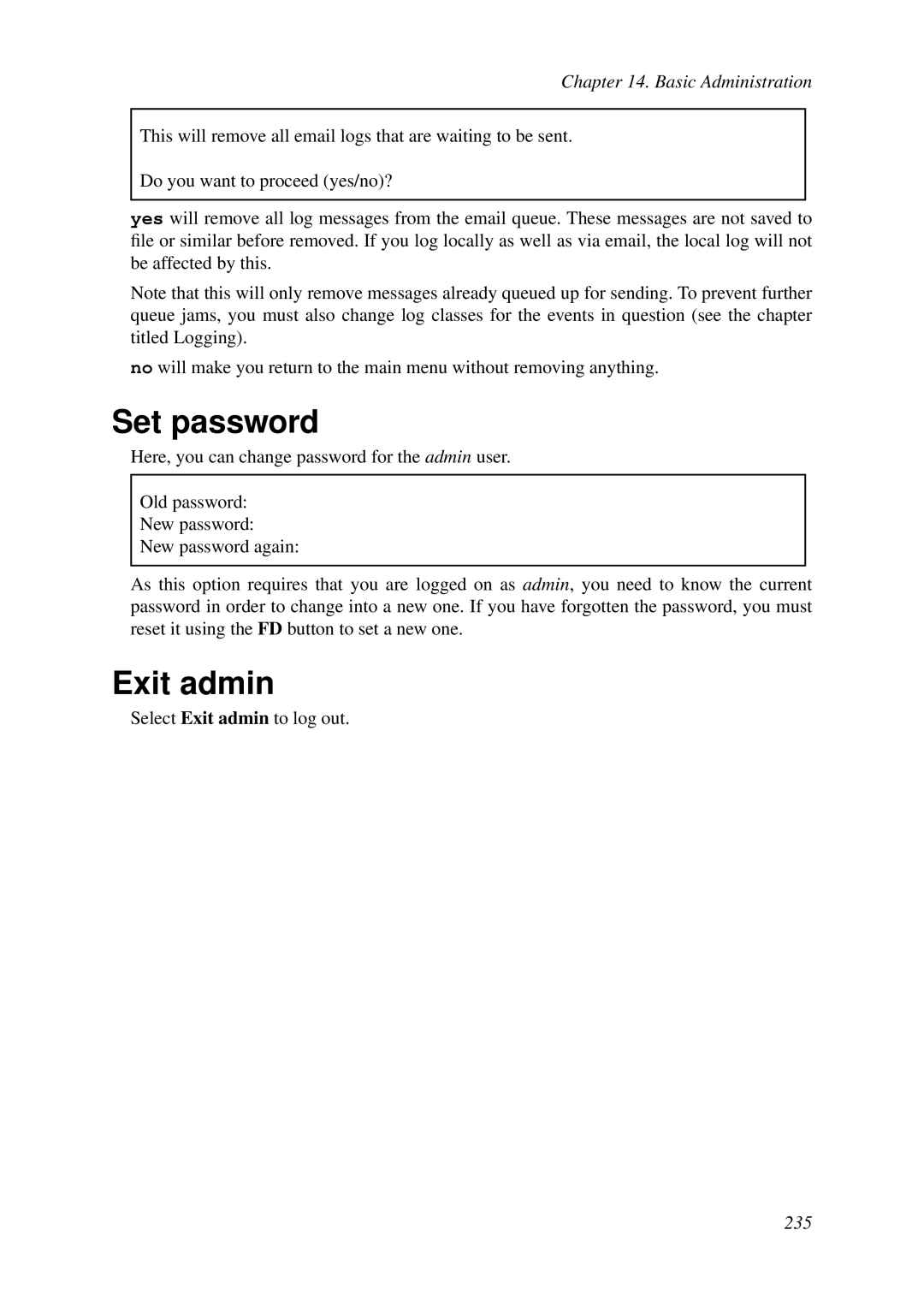 HP VCX Software manual Set password, Exit admin 