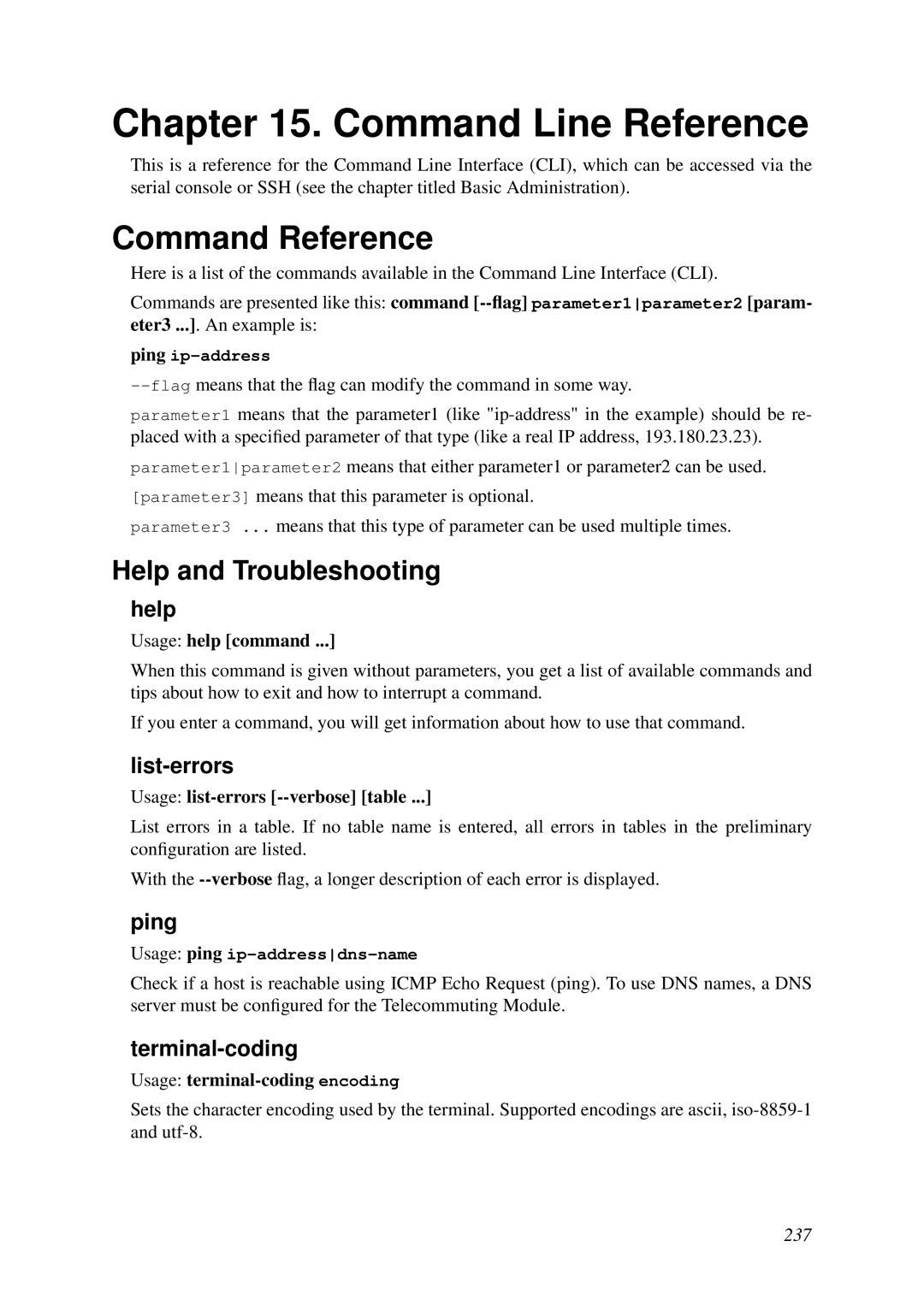 HP VCX Software manual Command Line Reference, Command Reference, Help and Troubleshooting 