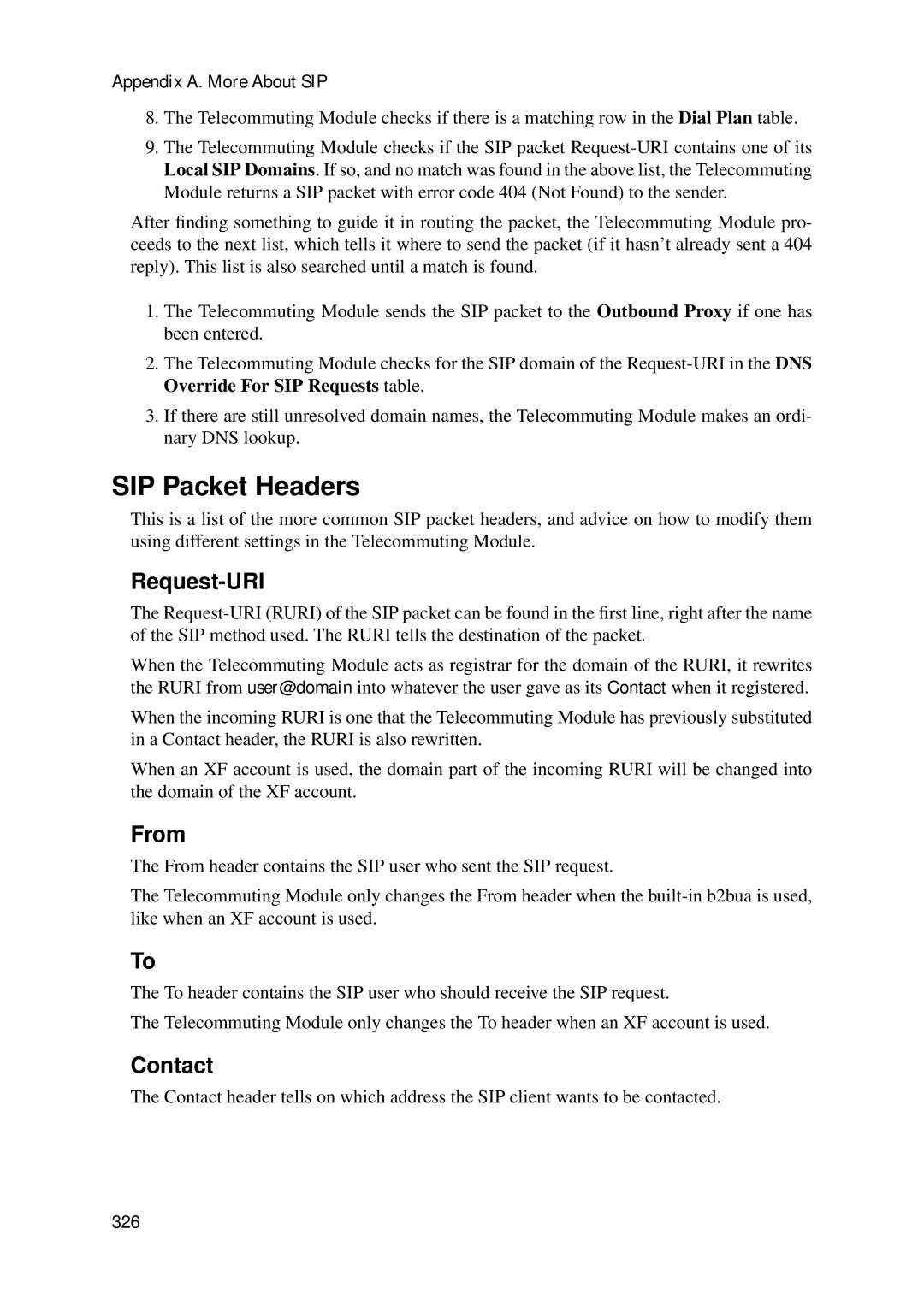 HP VCX Software manual SIP Packet Headers, Contact 