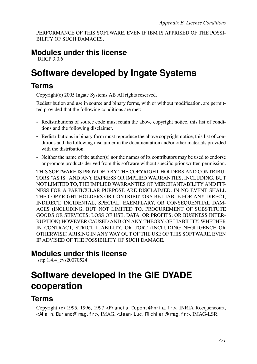 HP VCX Software manual Software developed by Ingate Systems, Software developed in the GIE Dyade cooperation 