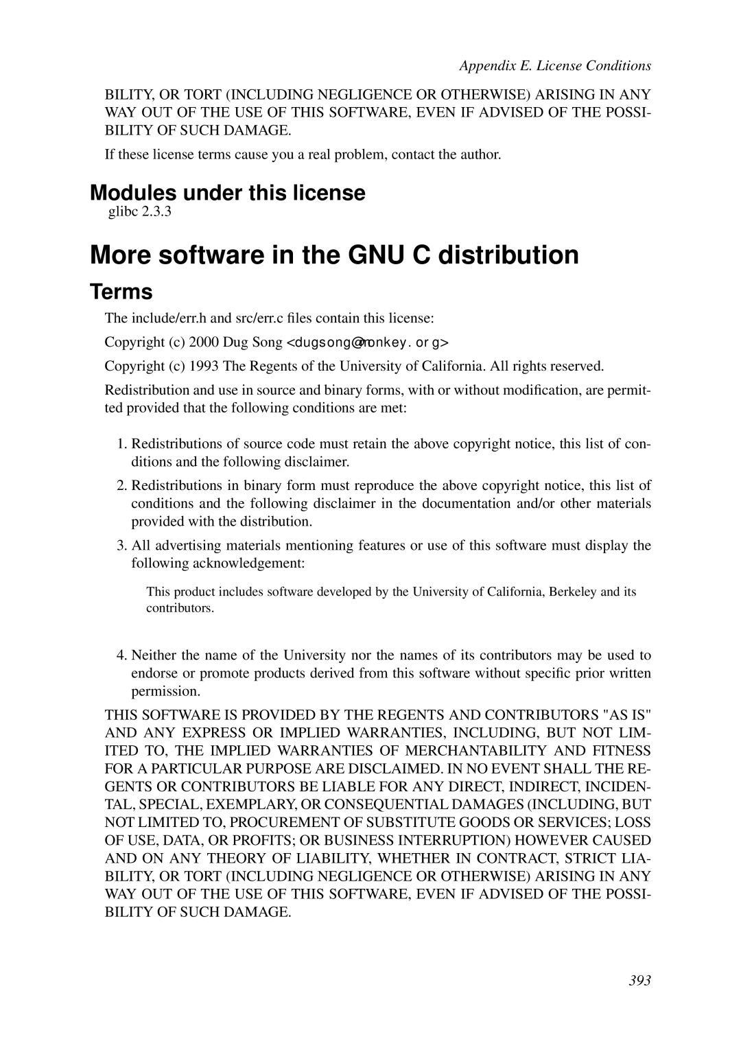 HP VCX Software manual More software in the GNU C distribution, Modules under this license 