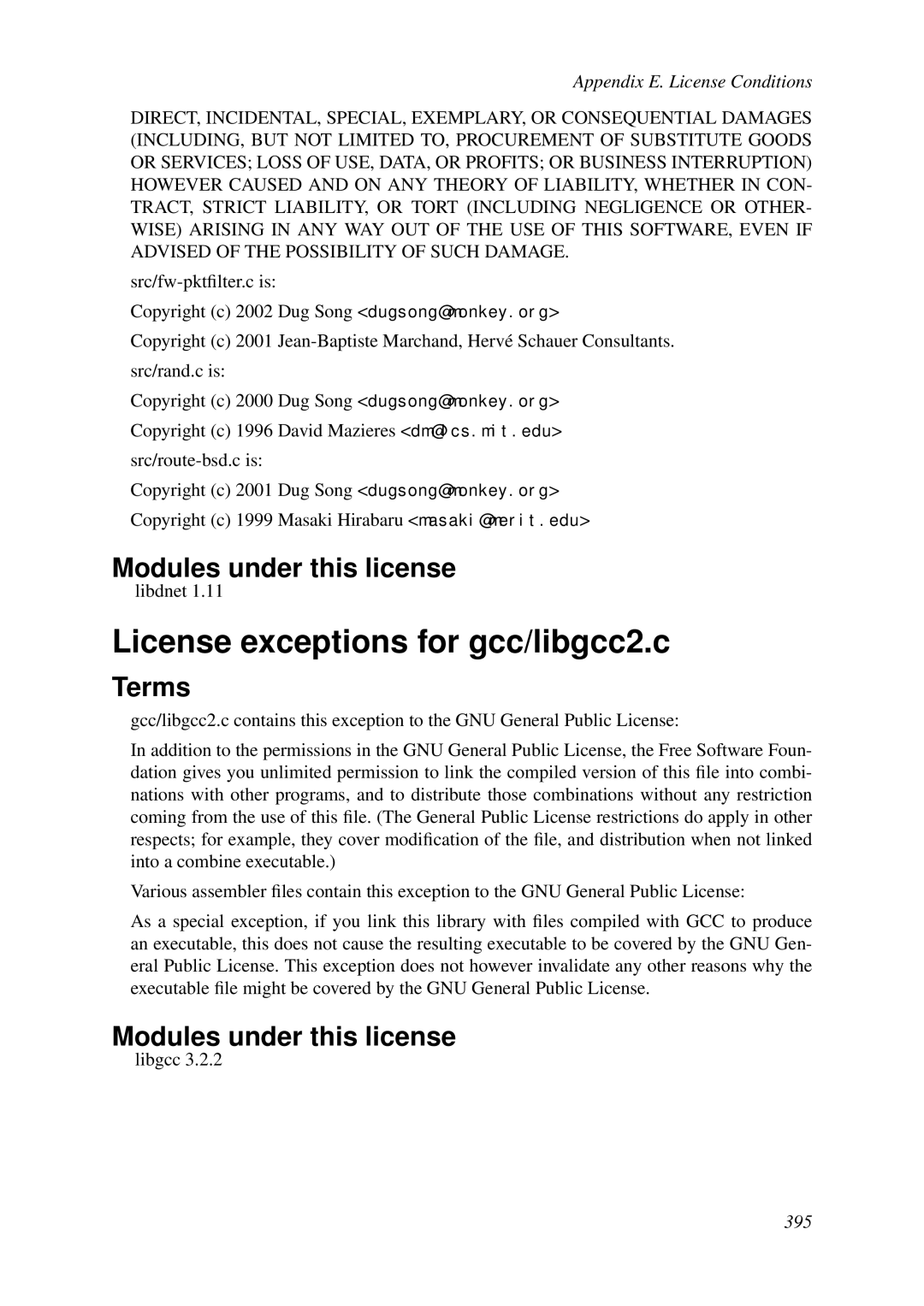 HP VCX Software manual License exceptions for gcc/libgcc2.c 