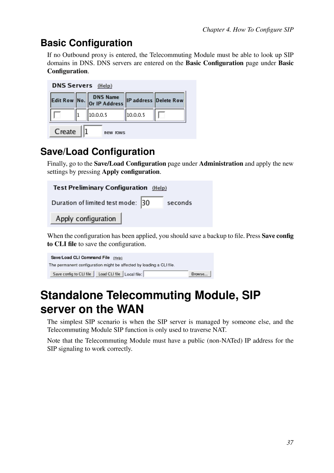 HP VCX Software manual Standalone Telecommuting Module, SIP server on the WAN, Basic Conﬁguration 