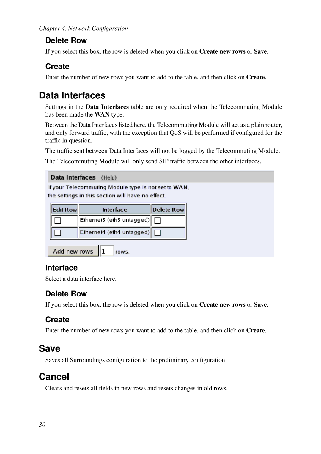 HP VCX Software manual Data Interfaces, Delete Row 