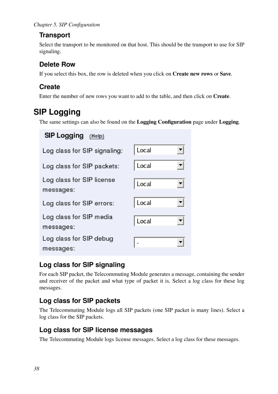 HP VCX Software SIP Logging, Log class for SIP signaling, Log class for SIP packets, Log class for SIP license messages 