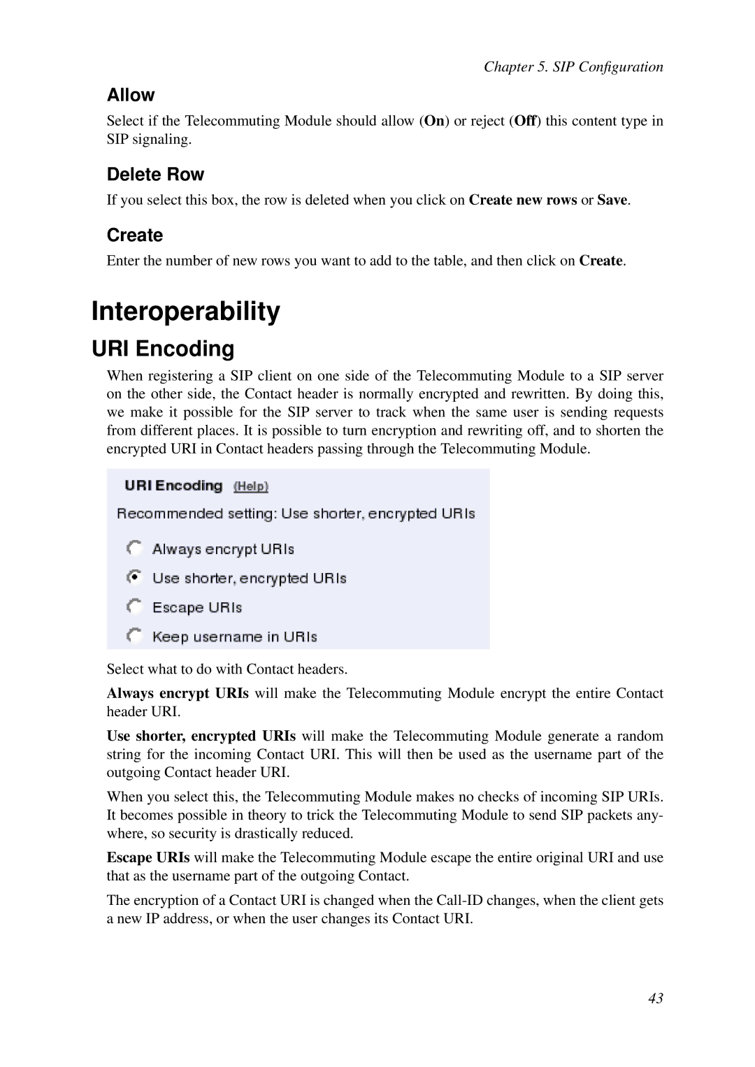 HP VCX Software manual Interoperability, URI Encoding, Allow 