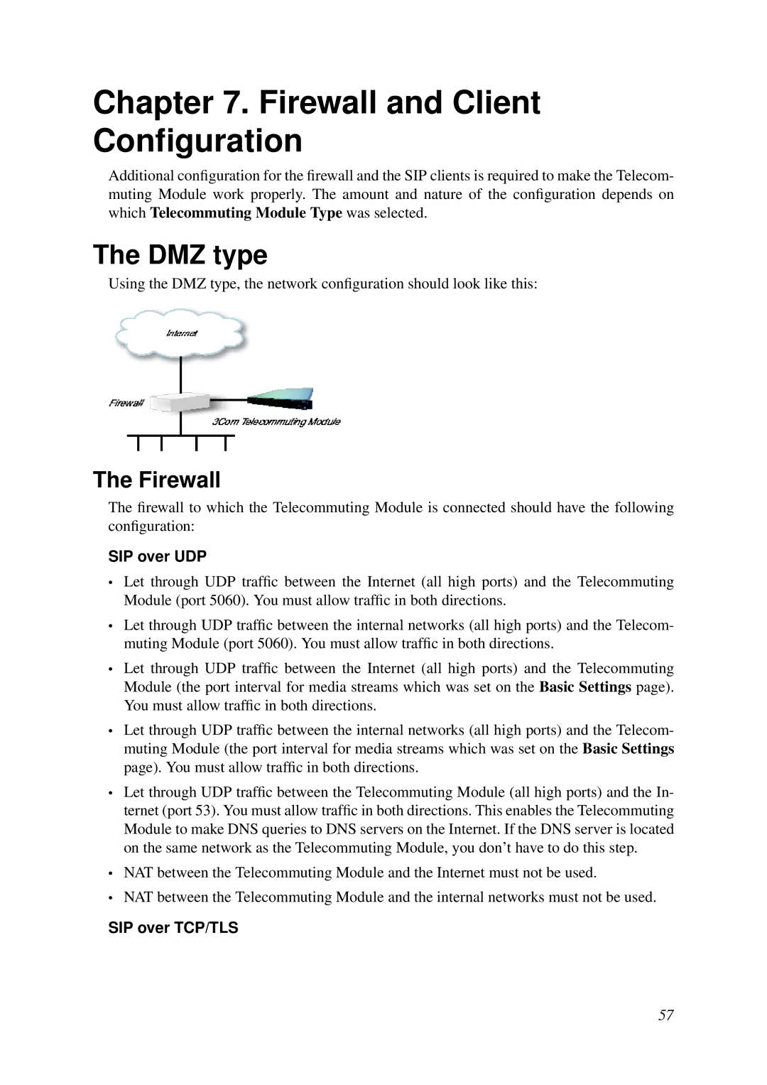 HP VCX Software manual Firewall and Client Conﬁguration, DMZ type 