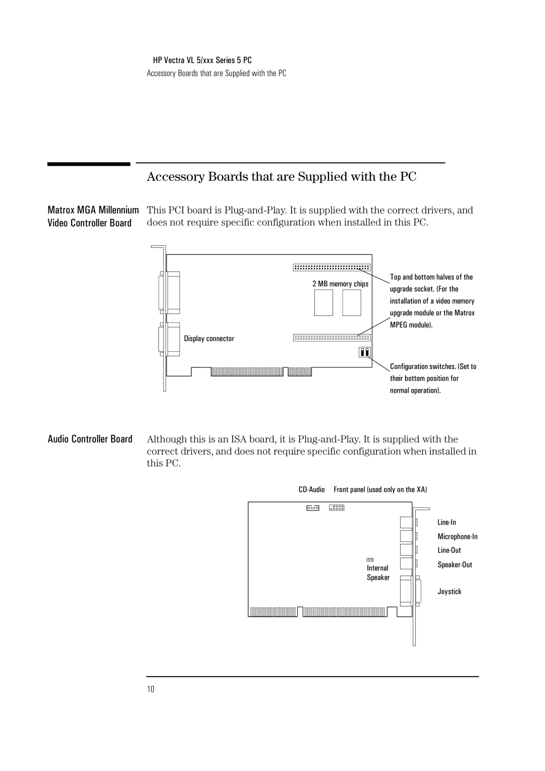 HP Vectra VL 5/xxx 5 manual Accessory Boards that are Supplied with the PC, MB memory chips 