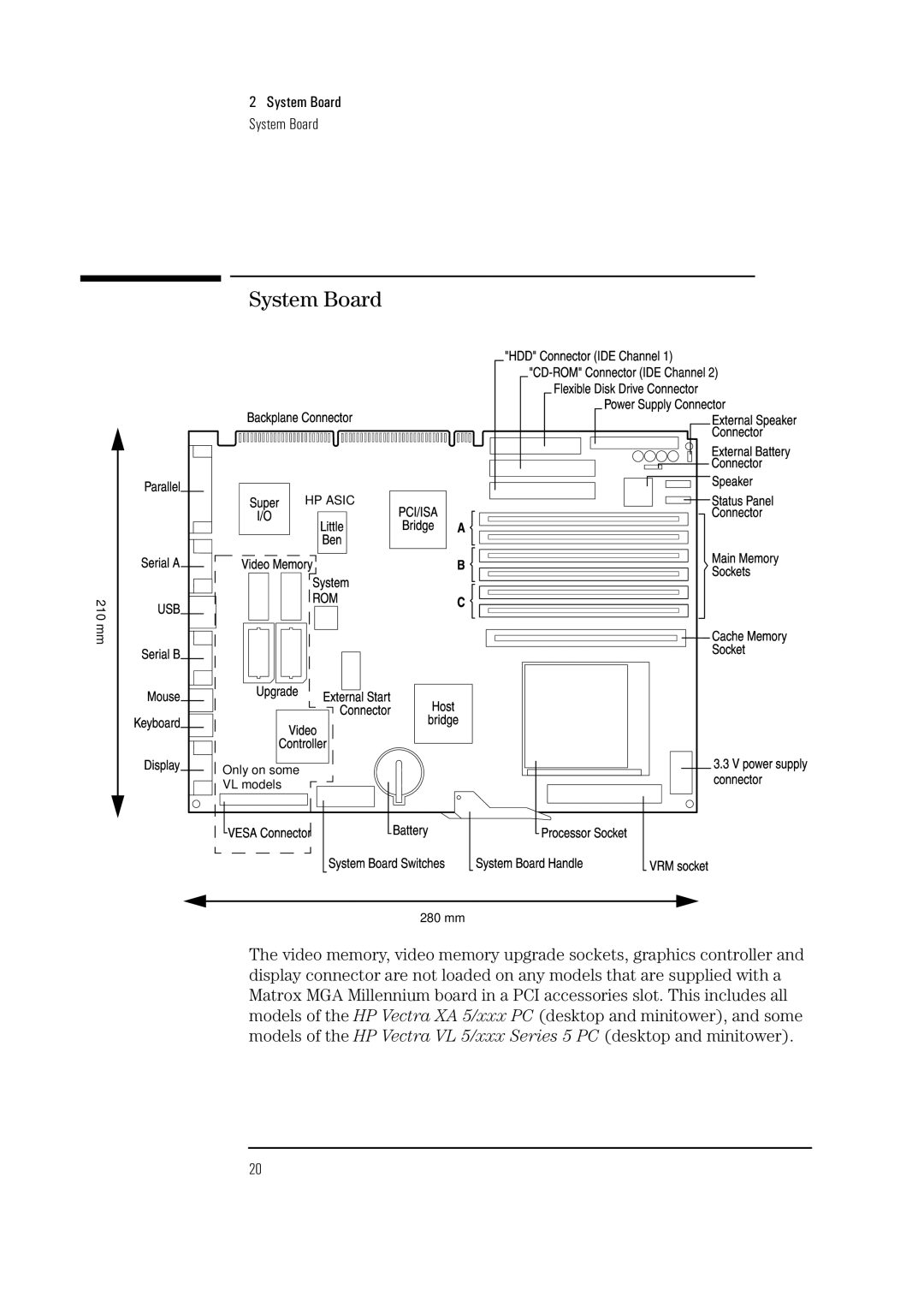 HP Vectra VL 5/xxx 5 manual System Board 