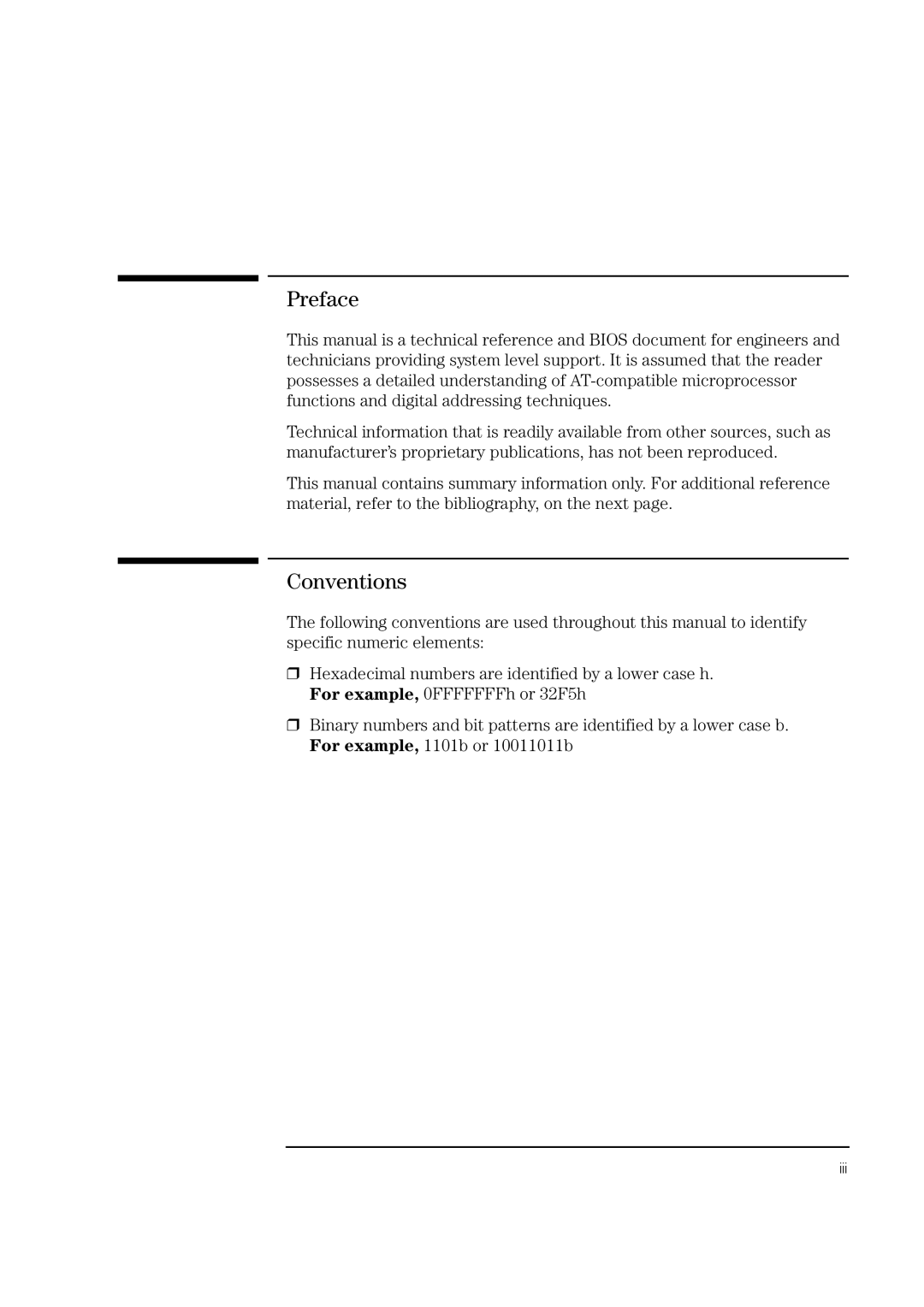 HP Vectra VL 5/xxx 5 manual Preface, Conventions, Iii 