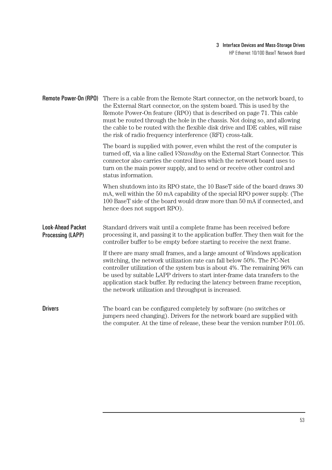 HP Vectra VL 5/xxx 5 manual Look-Ahead Packet, Processing Lapp, Drivers 